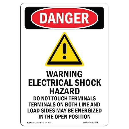 Signmission OSHA Danger Sign, 18" Height, Aluminum, Warning Electrical, Portrait, 1218-V-2234 OS-DS-A-1218-V-2234